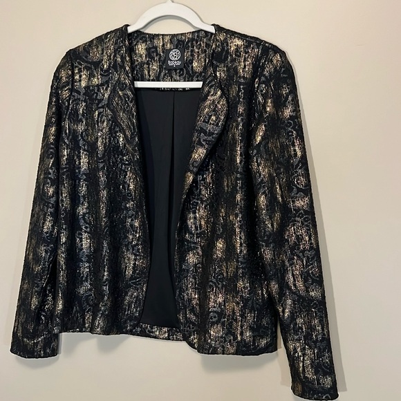 Bobeau Women’s Size Small Open Gold On Black Blazer Jacket - Picture 6 of 10